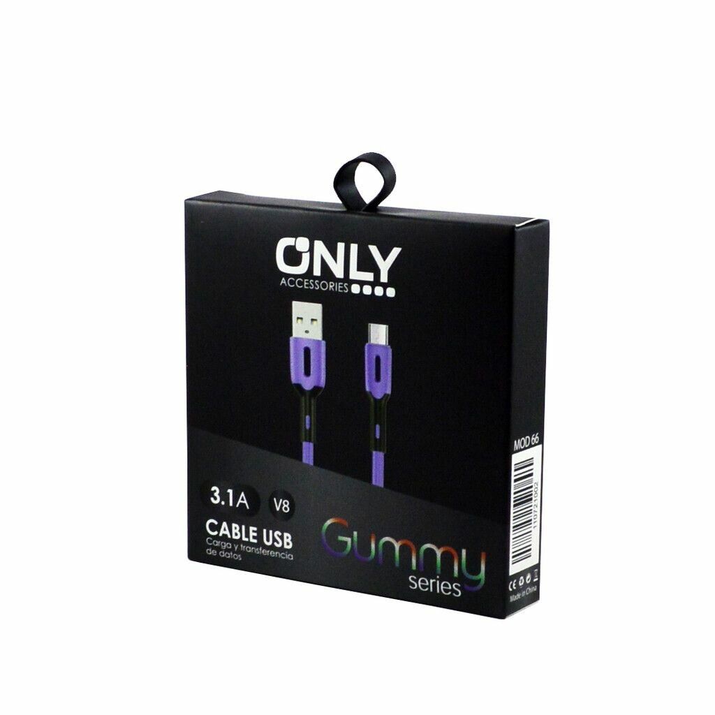 Cable USB Only Gummy Micro USB 3.1A Lila - Imagen de 2