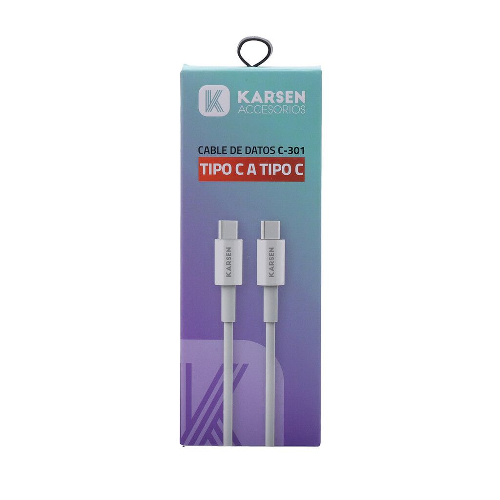 Cable datos Karsen C-301 1M Tipo C a Tipo C Blanco