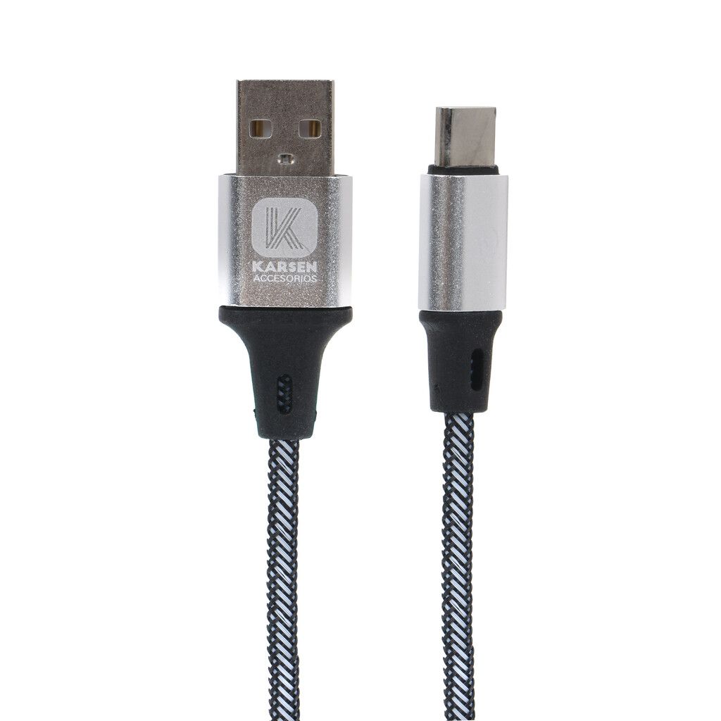 Cable datos Karsen C-203 1M Tipo C Plateado - Imagen de 2
