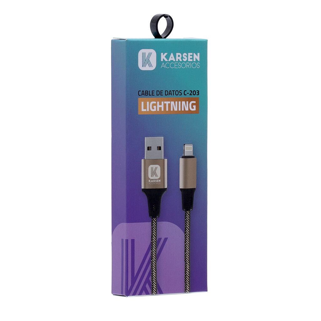 Cable datos Karsen C-203 1M Iphone Dorado