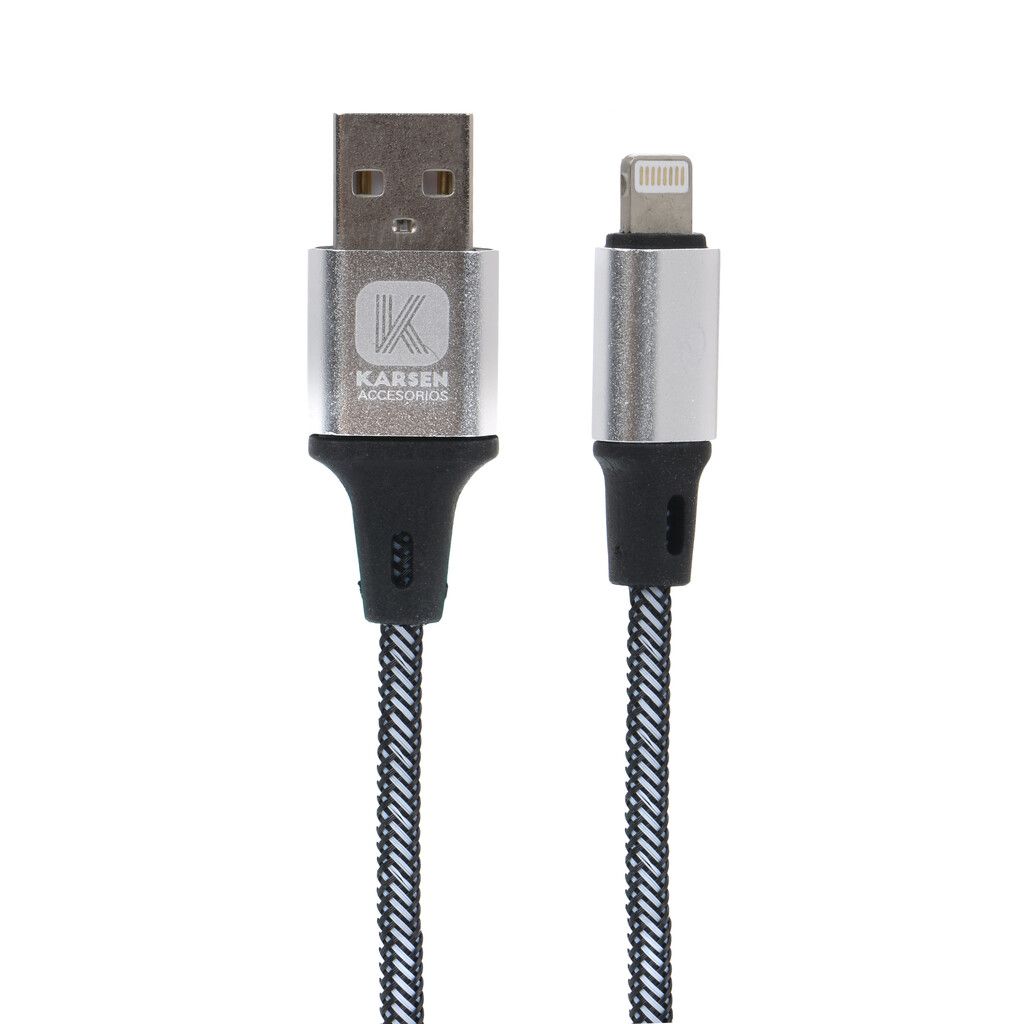 Cable datos Karsen C-203 1M Iphone Plateado - Imagen de 2