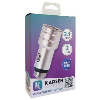 Cargador 12V Karsen Estruendo V8 3.1A Plateado