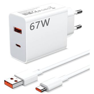 Cargador 220v Xiaomi TIPO C 67W USB C - USB A + CABLE