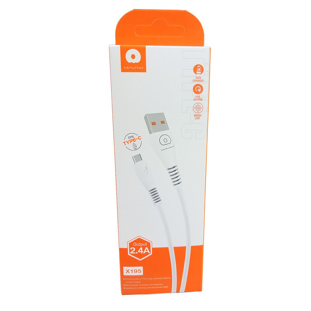 Cable WUW Tipo C 2.4A X195 Blanco