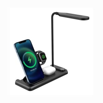 Lámpara de Escritorio 4 en 1 C/ Carga Inalámbrica Zentra Light Negra