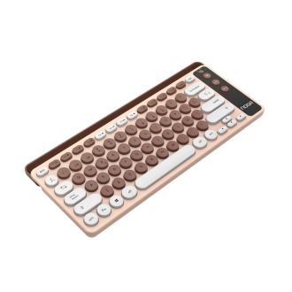 Teclado Inalámbrico BTH Noga NKB-Q30 C/ soporte Blanco-Marron